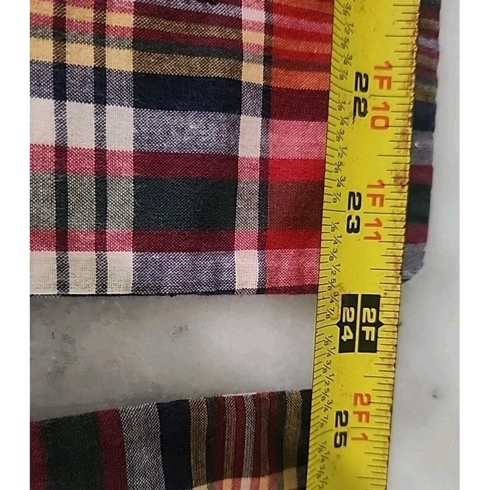 VTG 2/Ralph Lauren Kennebunkport Madras Tartan Plaid Standard Shams Red Navy VGC